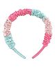 Aye Candy Stone Embellished Colour Blocked Ruffle Hair Band - Pink & Teal Blue