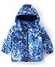 Babyoye Inner Sherpa Lined Full Sleeves Printed Hooded Jacket - Blue