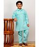 P-MARK Full Sleeves Solid Pathani Set - Turquoise Blue