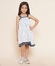 Soleilclo Sleeveless Bird Printed Dress - White Navy Blue