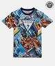 Guess Half Sleeves Moroccan Mosaic Abstract Printed Tee - Blue & Multi Colour