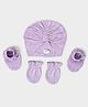 Mi Arcus Baby Girl Cotton Hal Sleeves Solid Cap,Mitten & Socks Set Pack of 3 Purple-  Diameter 32 Cms