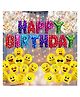 Happy Birthday Decoration Kit Combo Set Emoji Smiley Balloons Fairy LED Light Polka Dot Bday Foil Curtains Girls Boys Kids Home Party First Multicolor - Pack Of 58
