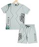 CAVIO Half Sleeves Forest Theme Tiger Printed Co Ord Set - Light Green