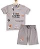 CAVIO Half Sleeves Sports Theme Printed Co Ord Set - Grey