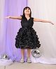 Lilpicks Couture Sleeveless Pearl Embellished & Rosette Corsage Appliqued Fit N Flare Party Dress - Black