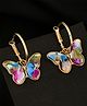 Yellow Chimes Gold Plated Multicolor Acrylic Butterfly Hoop Earrings - Multicolour