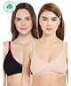 Inner Sense Organic Cotton Antimicrobial Laced Nursing Bra Pack of 2 - Black Cream