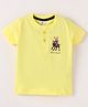 Grab It Sinker Cotton Half Sleeves T-Shirt Teddy on Horse Print - Yellow