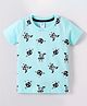 Grab It Cotton Sinker Half Sleeves T-Shirt Robo Print - Sky Blue