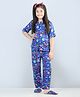 Piccolo Half Sleeves Seamless Galaxy Theme Elements Printed Night Suit With Coordinating  Plush Slip Ons - Blue