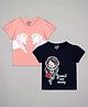 The Sandbox Clothing Co Pack Of 2 Puffed Sleeves Unicorn & Sweet & Sassy Printed Tees - Pink Navy Blue