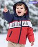 Babyoye Full Sleeves Color Blocked Hooded Quilted Jacket - Red