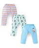 Babyhug Interlock Cotton Ankle Length Diaper Pants Stripes & Bear Print Pack of 3 - Blue & Green