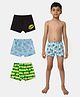 Plan B Cotton Knit Pack Of 3 Football Printed Boxers - Black Lime Green & Pool Blue