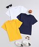 Knitting Doodles Pack Of 3 Pure Cotton Half Solid Tees - White, Blue & Yellow