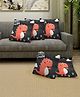 FABINALIV Set of 5 Dino Print Cotton Blend Square Cushion Covers - Black