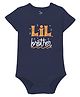 Zeezeezoo Half Sleeves Sibling Theme Little Brother Printed Onesie - Navy Blue