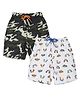 Plum Tree Pack Of 2 Camouflage & Vehicle Printed Shorts - Grey Melange & Green