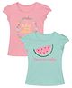 Plum Tree Short Sleeves Watermelon Floral Foil Printed Tees - Pink Blue