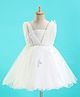 Bluebell Woven Net Sleeveless Party Frock with Butterfly Applique & Glitter Print - Off White