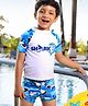 Kookie Kids Raglan Half Sleeves Two Piece Swimsuit Shark Print - White