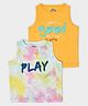 Mi Arcus  Cotton Sleeveless Patel Crumple Tie & Dye With Text Print Tees Pack of 2 Yellow & White