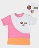 Mi Arcus Baby Girl Cotton Half Sleeves Peach Heart Patch Emnroidered Tee White