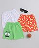 BUMZEE Pack Of 3 Banana Abstract & Line Printed Shorts - White & Green