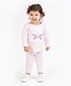 Bonfino 100% Cotton Full Sleeves T-Shirt & Lounge Pant Set with Glittery Butterfly Applique - Pink