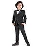 Babyhug Woven Full Sleeves Solid Party Suit with Waist Coat & Bow Tie - Black