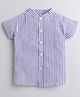 Aww Hunnie Half Sleeves Striped Cotton Summer Shirt - Blue