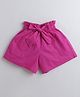 Aww Hunnie Two Side Pocket Cotton Shorts With Attached Belt -  Purple