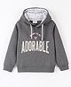 OLLYPOP Fleece Full Sleeves Hoodie Text Print - Light Stone Grey