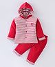Doreme Interlock Cotton Full Sleeves Winter Wear Suits Stripes & Text Print - Red