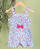 Nauti Nati Sleeveless All Over Leaf Swirl & Flamingos Printed Hollow Out Designed & Bow Embellished Jumpsuit - Blue