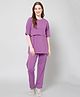 Zelena Half Sleeves Solid Zipless Maternity Top & Trouser Set - Light Purple
