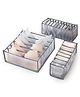 House of Quirk Underwear Drawer Organizer For Underwear Bras and Socks 3 Pieces Of 6/7/11 Compartments - Grey