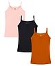 Kiddopanti Pack Of 3 Sleevelss Solid Tank Tops - Pink Brown & Black
