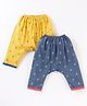 Pink Rabbit Single Jersey Diaper Leggings  Anchor Print Pack of 2 - Blue & Yellow