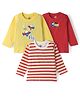Doodle Poodle 100% Cotton Knit Full Sleeves Printed T-Shirts Pack of 3  - Red & Yellow