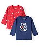 Doodle Poodle 100% Cotton Knit Full Sleeves Football Printed T-Shirts Pack of 2  - Blue & Red