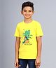 Zion Boys Half Sleeves Music System & Plant Print Crew Neck T Shirt - Yellow