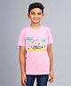 Zion Boys Half Sleeves Beach Party Print Crew Neck T Shirt - Pink