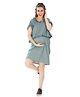 Mom for sure by Ketki Dalal 100% Cotton  Half Sleeves Ruffled Hem Detailed Self Designed  Maternity Cum Nursing Dress  - Sea Green