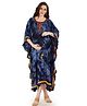 Mom for sure by Ketki Dalal Three Fourth Batwing Sleeves Abstract Crumple Tie & Dye Maternity & Nursing Kaftan Dress - Blue
