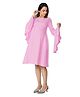 Mom for sure by Ketki Dalal Full Sleeves Solid Maternity Dress - Voilet And Pink