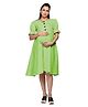 Mom for sure by Ketki Dalal Half Sleeves  Solid Elegant Maternity Cum Nursing Midi Dress -  Lime Green
