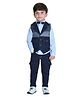 DOTSON Full Sleeves 3 Piece Cargo Party Suit with Denim Waistcoat - Blue