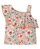 Actuel  One Shoulder Floral  Pront Cotton Top-Beige,Peach,Green